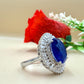 Royal Blue Zircon Halo Silver Ring