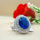 Royal Blue Zircon Halo Silver Ring