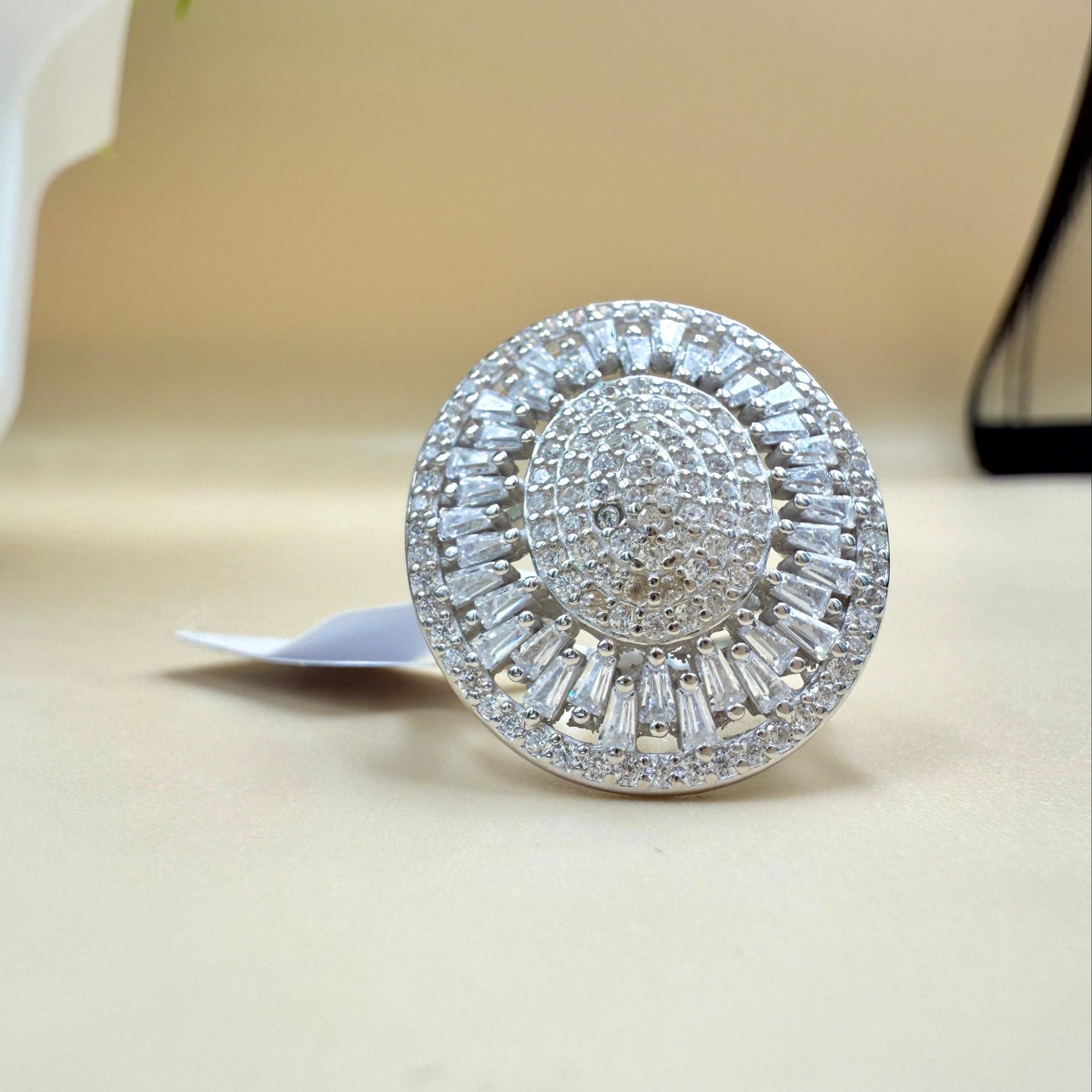 Radiant Zircon Dome Silver Ring