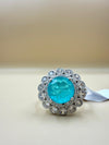 Aqua Radiance Halo Silver Ring