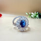 Royal Blue Zircon Halo Silver Ring