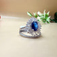 Royal Blue Zircon Halo Silver Ring
