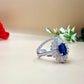 Royal Blue Zircon Halo Silver Ring