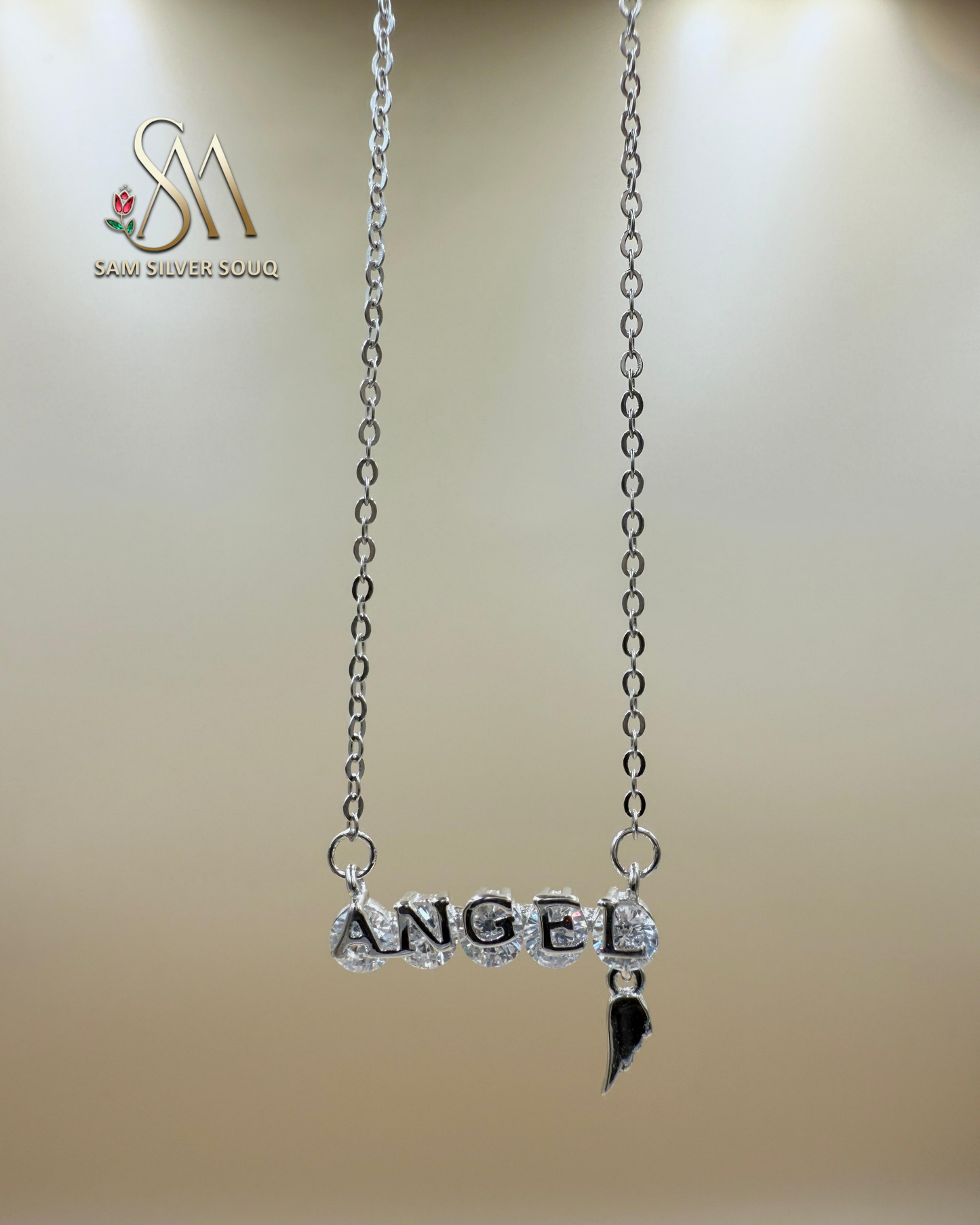 SILVER 925 Sterling Silver Premium Angel-Wing  Girl/Women Necklace