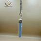 SILVER 925 Sterling Silver  Angelite Pencil Pendant with Metal Chain Girl/Woman Necklace