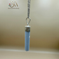 SILVER 925 Sterling Silver  Angelite Pencil Pendant with Metal Chain Girl/Woman Necklace