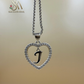 SILVER 925 Sterling Silver Premium 26 Letters Alphabet A To Z Initial Cubic Zirconia Heart Pendant Women Necklace