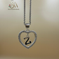 SILVER 925 Sterling Silver Premium 26 Letters Alphabet A To Z Initial Cubic Zirconia Heart Pendant Women Necklace